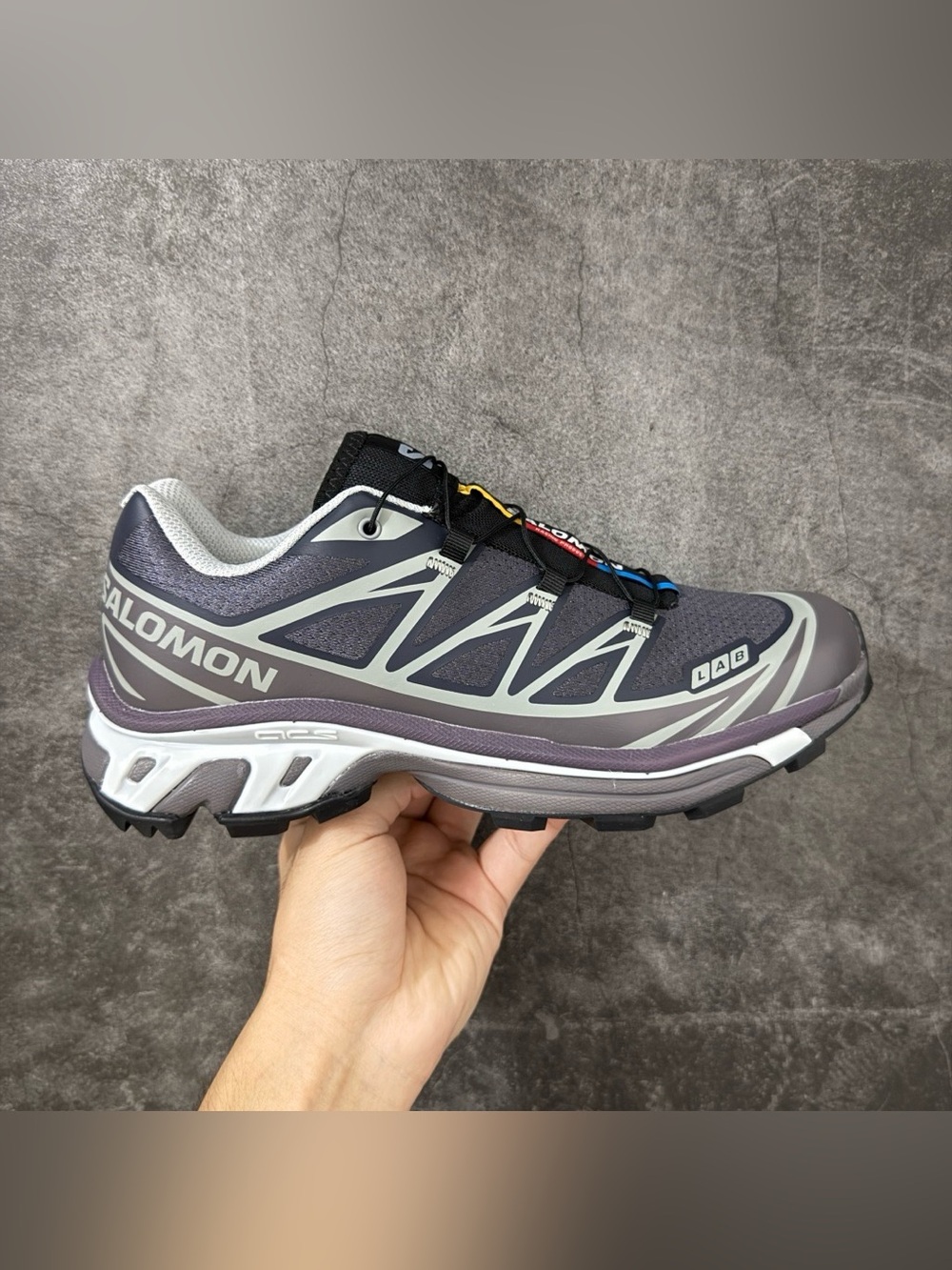 Salomon XT-6 Dark Grey Purple Outdoor Hiking Sneakers